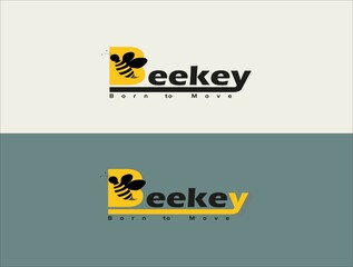 Bee black and yellow colore logo design illustration 