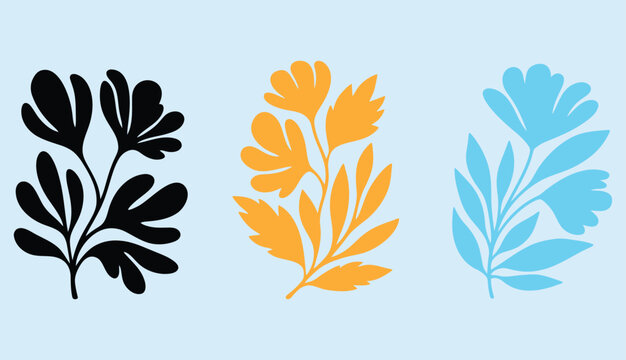 Flower print poster set. Hand drawn design for wallpaper, wall decor, print, postcard, cover, template, banner.
