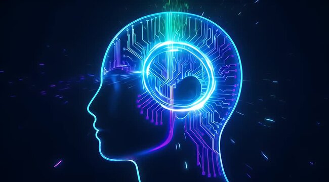 AI brain represented as a glowing circuit board, connected to the web