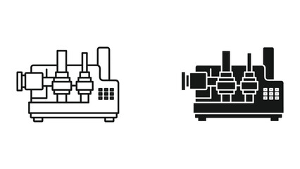 Naklejka premium Industrial Machine Icon - Factory Equipment, Manufacturing, Automation, Engineering, Technology