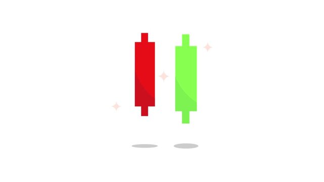 Animated Red and Green Japanese Candlestick Icons for Financial Market Trading Analysis