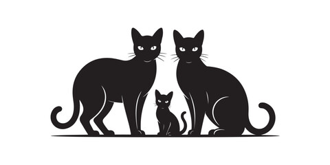 Obraz premium Cat vector icon kitten calico symbol illustration doodle silhouette isolated black pets animal