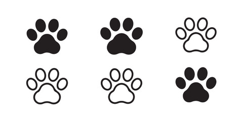 Paw vector foot print dog puppy icon symbol illustration doodle silhouette isolated black pets © Creative_Aminur