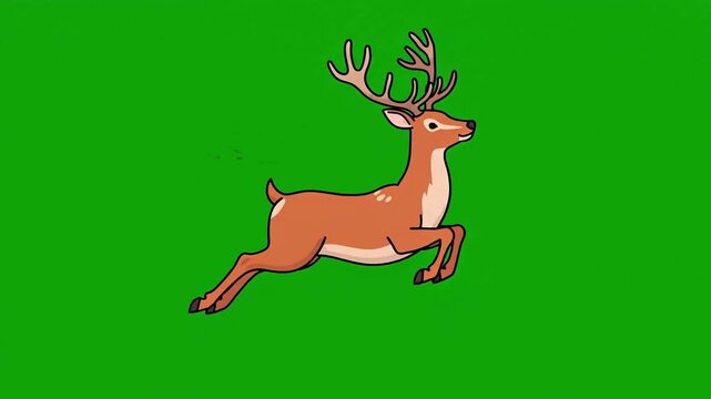 Graceful Deer Animation on Green Screen for Wildlife Projects.