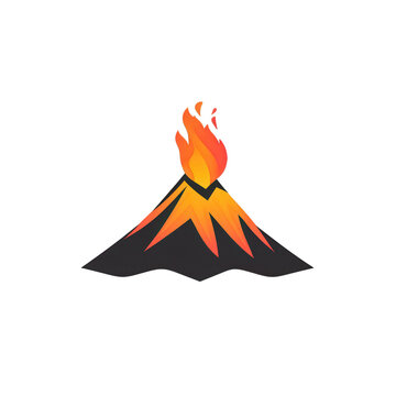 Feuriger Vulkan mit Lavaausbruch und Flammen, Symbol f&uuml;r Naturkraft und Zerst&ouml;rung.