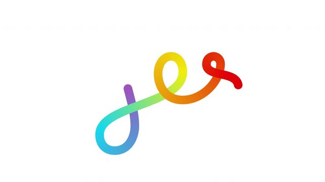 Colorful yes word endless loop write on text effect with curved ribbon stroke forming playful approval lettering isolated on transparent background with rainbow gradient and smooth animation