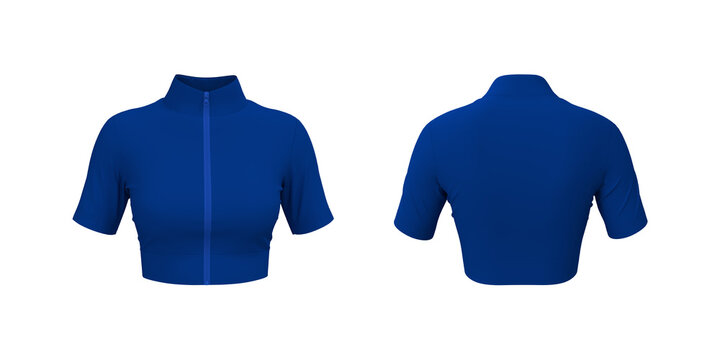 Women&rsquo;s Cropped Full-Zip Jacket Mockup. Front and Back View