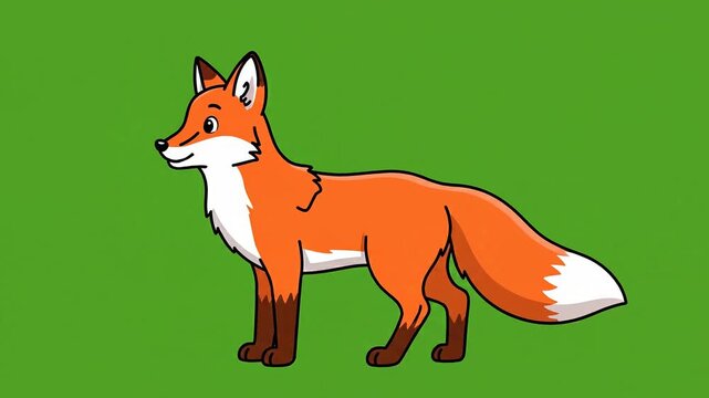 Animated Fox on Green Screen - A Charming Cartoon Character for Your Projects.