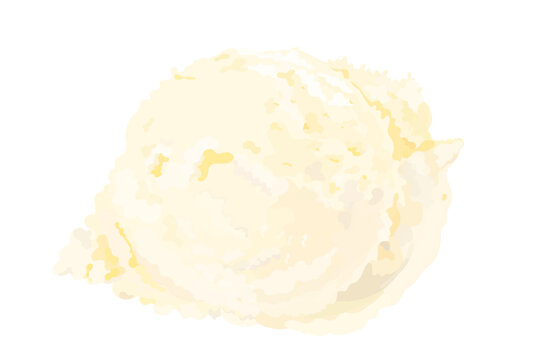 Tasty cartoon vanilla ice cream scoop. Vector hand drawn illustration isolated on white background. Sweet summer dessert icon illustration.