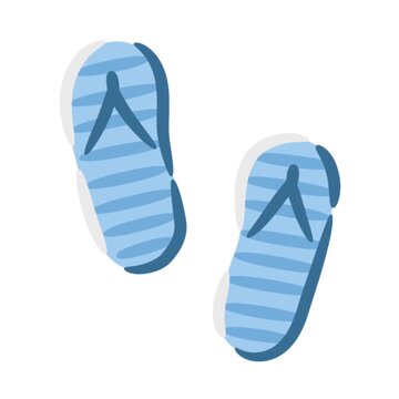 Animated cute blue flip flop sandal cartoon with playful summer beach accessory illustration