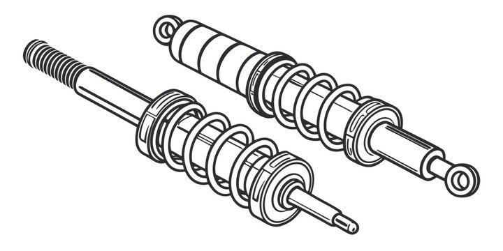 Close-up view of a threaded metal rod with various nuts and washers