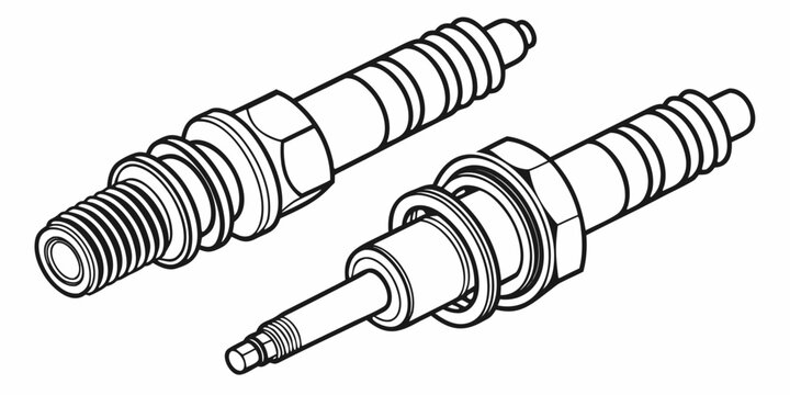 Two different types of spark plugs with various electrode designs and thread lengths