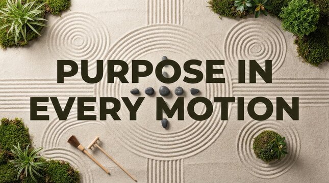 Zen Garden with Raked Sand and Stones