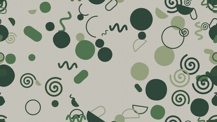 Fototapeta premium Green and beige abstract shapes pattern.