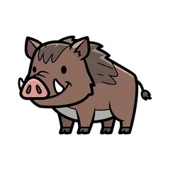 Cartoon wild boar animal illustration.