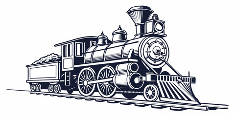 A vintage steam locomotive chugging along the tracks with a full head of steam. © Mamun