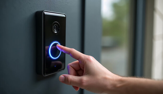 Person pressed the doorbell camera button at the front entrance.