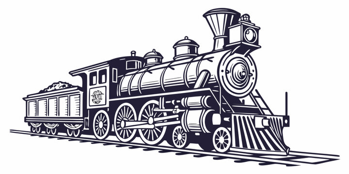 A vintage steam locomotive with a tender car traveling on railroad tracks