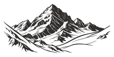 Majestic mountain landscape with snow-capped peaks and a clear sky © Mamun