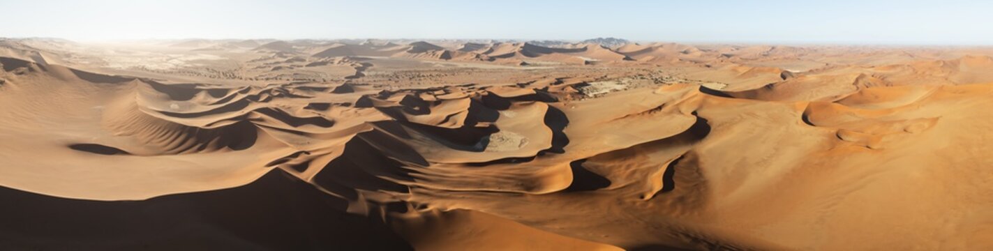 Aerial view, Dramatic sand dunes in the Namib Desert, Namib Naukluft Park, Namibia