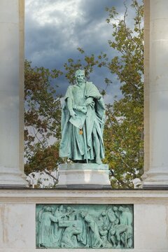 Heroes' Square, Hungarian leader Statue in the Millenium Monument, Budapest, Hungary
