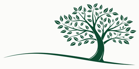 A serene and elegant illustration of a single tree with lush green leaves © Murad