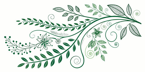 Intricate green leafy design with elegant swirls and flourishes © Murad