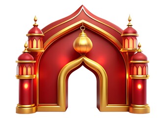 Obraz premium Islamic archway with golden accents and red domes