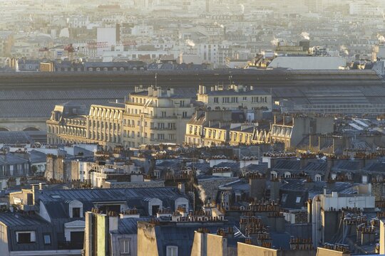 View of the rooftops of Paris from Montmartre, &Icirc;le-de-France, France