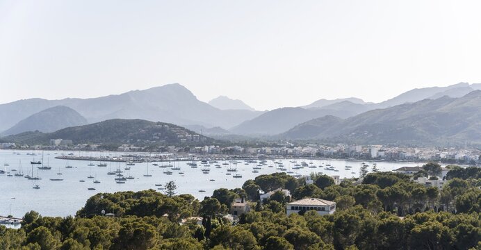 Harbour town, bay near Port de Pollen&ccedil;a, Majorca, Balearic Islands, Spain