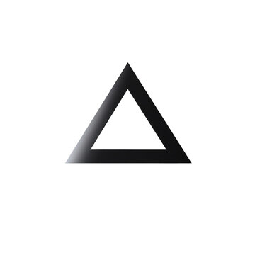 Icono de tri&aacute;ngulo equil&aacute;tero negro con degradado suave sobre fondo blanco, dise&ntilde;o geom&eacute;trico minimalista para logotipos modernos y abstractos.