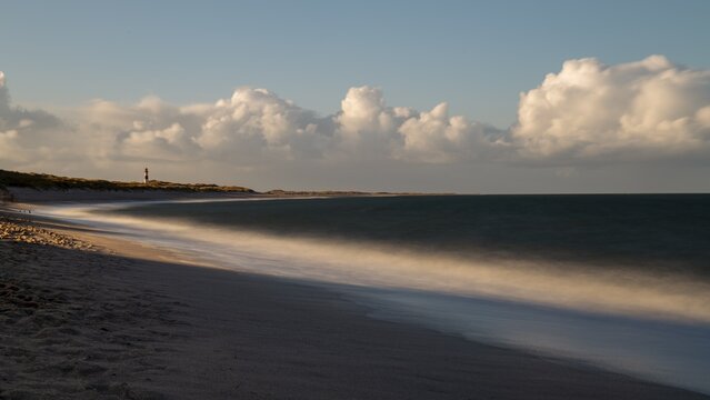 North Sea coast with List-ost lighthouse, Ellenbogen, List, Sylt Island, Germany
