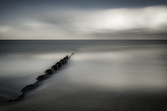 Groynes on the beach, Sylt Island, Germany