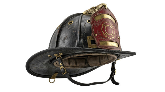 Black helmet of firefighter isolated png