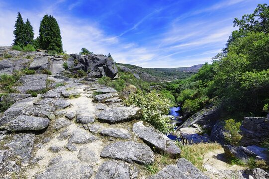 The Old stone bridge, Castro Laboreiro village, Peneda Geres National Park, Minho, Portugal