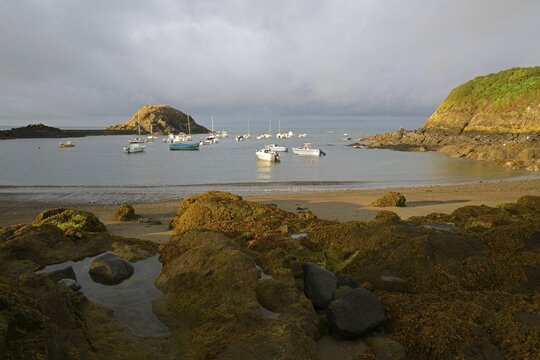Natural harbour on the cliffs of Plouha, Brittany, France