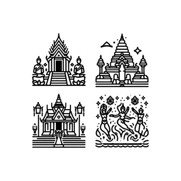 Traditional Dancers Celebrating Icon &ndash; Thingyan Myanmar Festival