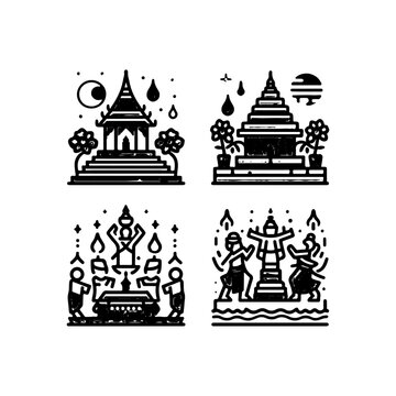 Decorated Festival Stage with Flowers Icon &ndash; Thingyan Celebration
