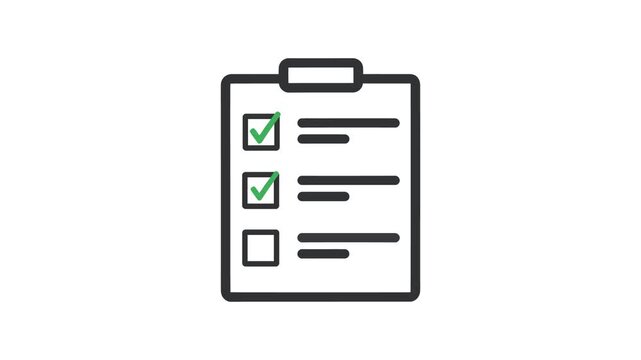 Animated vector icon of a checklist with filled check marks, symbolizing repair progress.