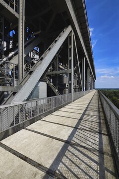 Interior view of the old Niederfinow ship lift, Oder Havel Canal, Brandenburg, Germany