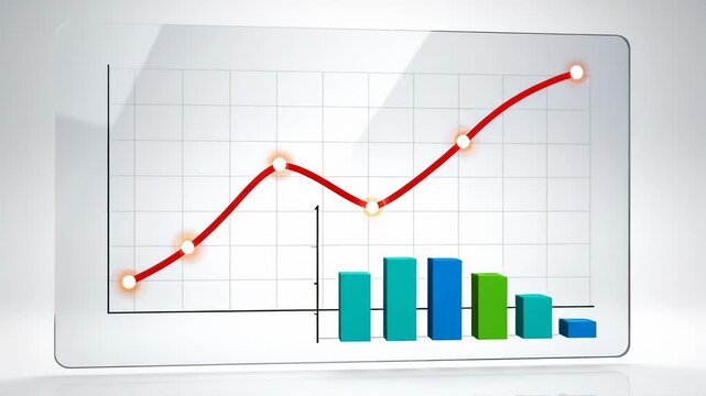 Animated 3d Bar Chart and Line Graph Showing Growth and Data Analysis