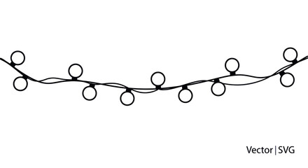 Simple String Lights Vector Graphic, Decorative Bulb Garland, Minimalist Illustration