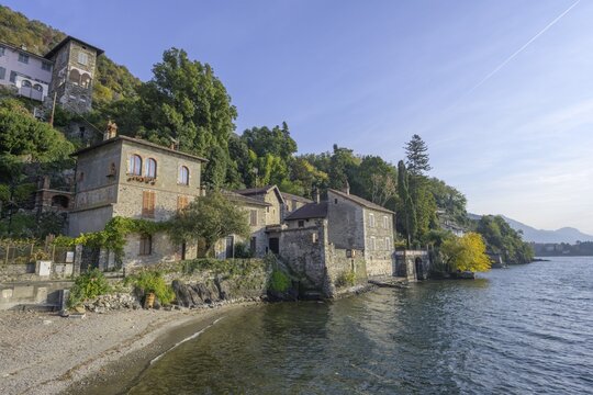 Houses on Lake Como, Corenno Plinio, Province of Lecco, Italy