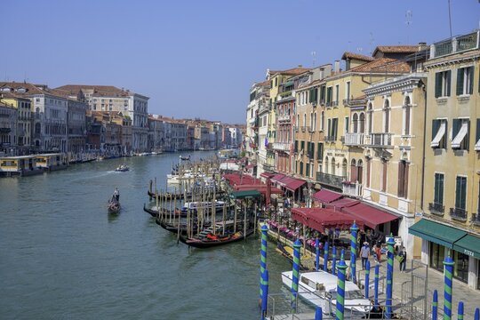 View of the Grand Canal from the Rialto Bridge, San Marco, Venice, Province of Venice, Italy