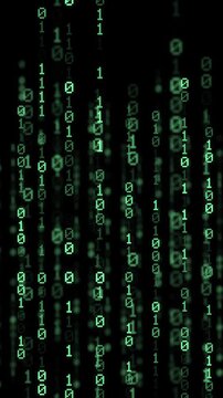 Green Binary code Background. Digital and Secure Data Concept. Vertical animation