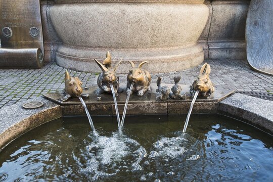 Fountain with water-spewing animal figures, Constance, Baden-W&uuml;rttemberg, Germany