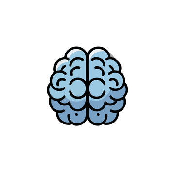 blue cartoon brain illustration with black outline