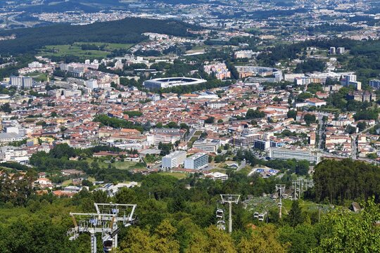 Guimaraes and cable car, Minho, Portugal