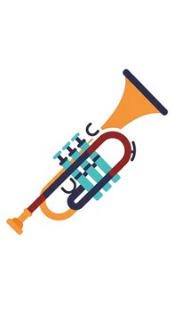 Brass Trumpet Musical Instrument Icon.