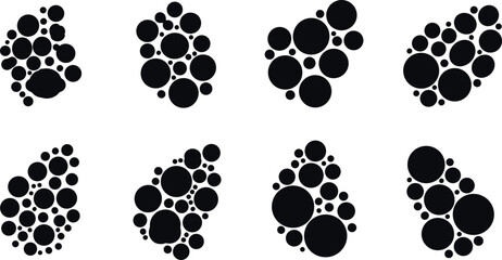 Fototapeta premium Eight black footprints made of circles on transparent background